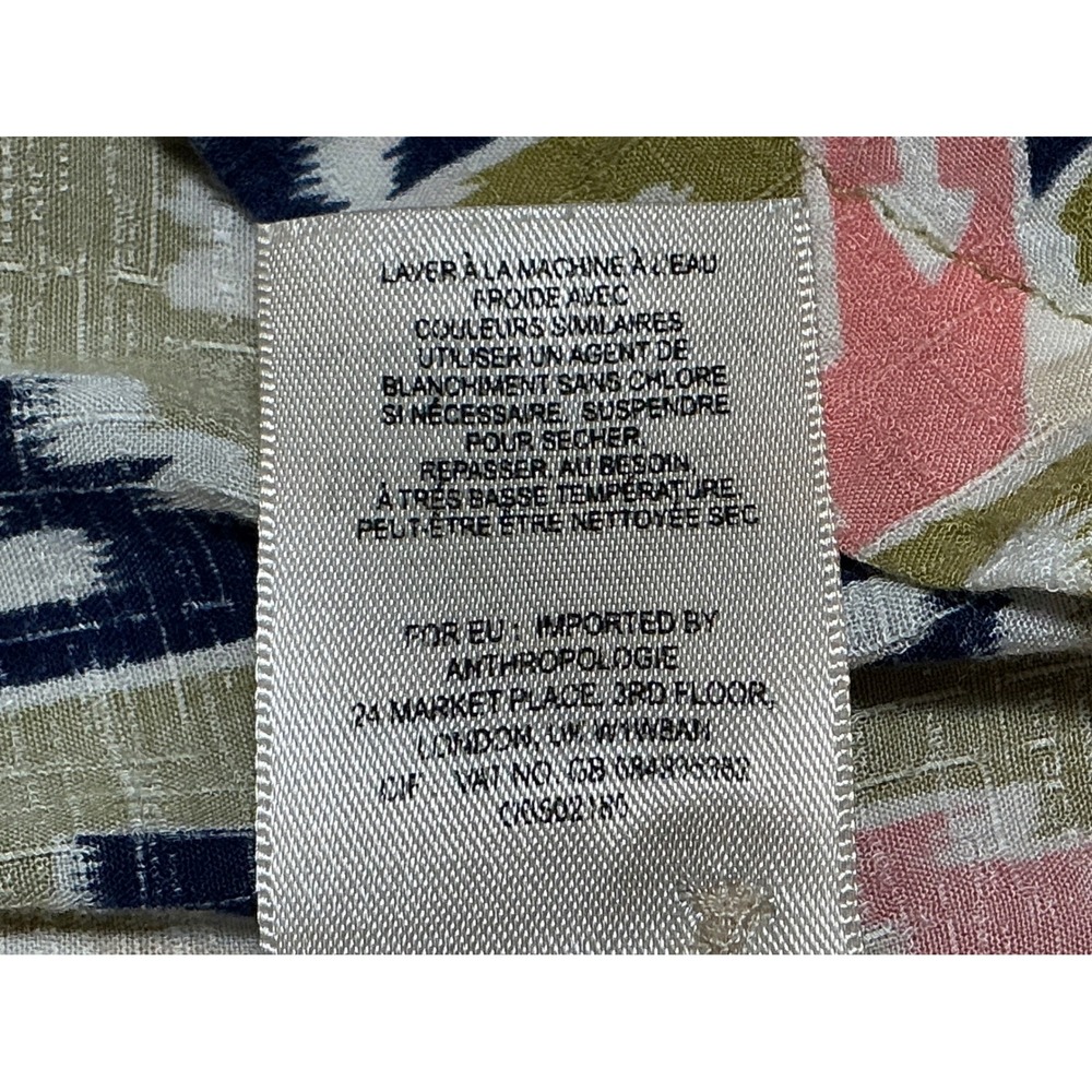 Maeve Anthropologie Pleated Tank Top size 6 Ikat Tribal Print Button Front Boo - Picture 9 of 11